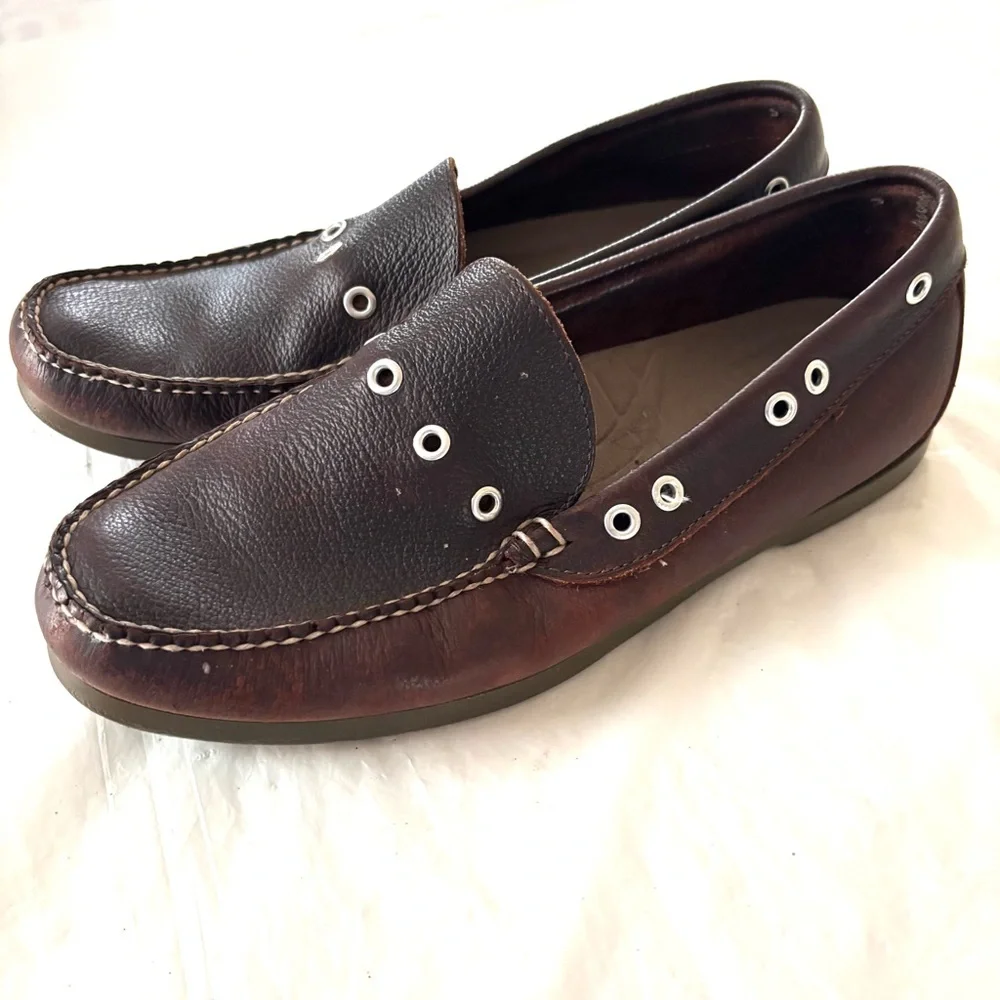 L.L. Bean Brown Boat Shoes Leather Camp Moc SZ 10 Worn 1X Indoors
